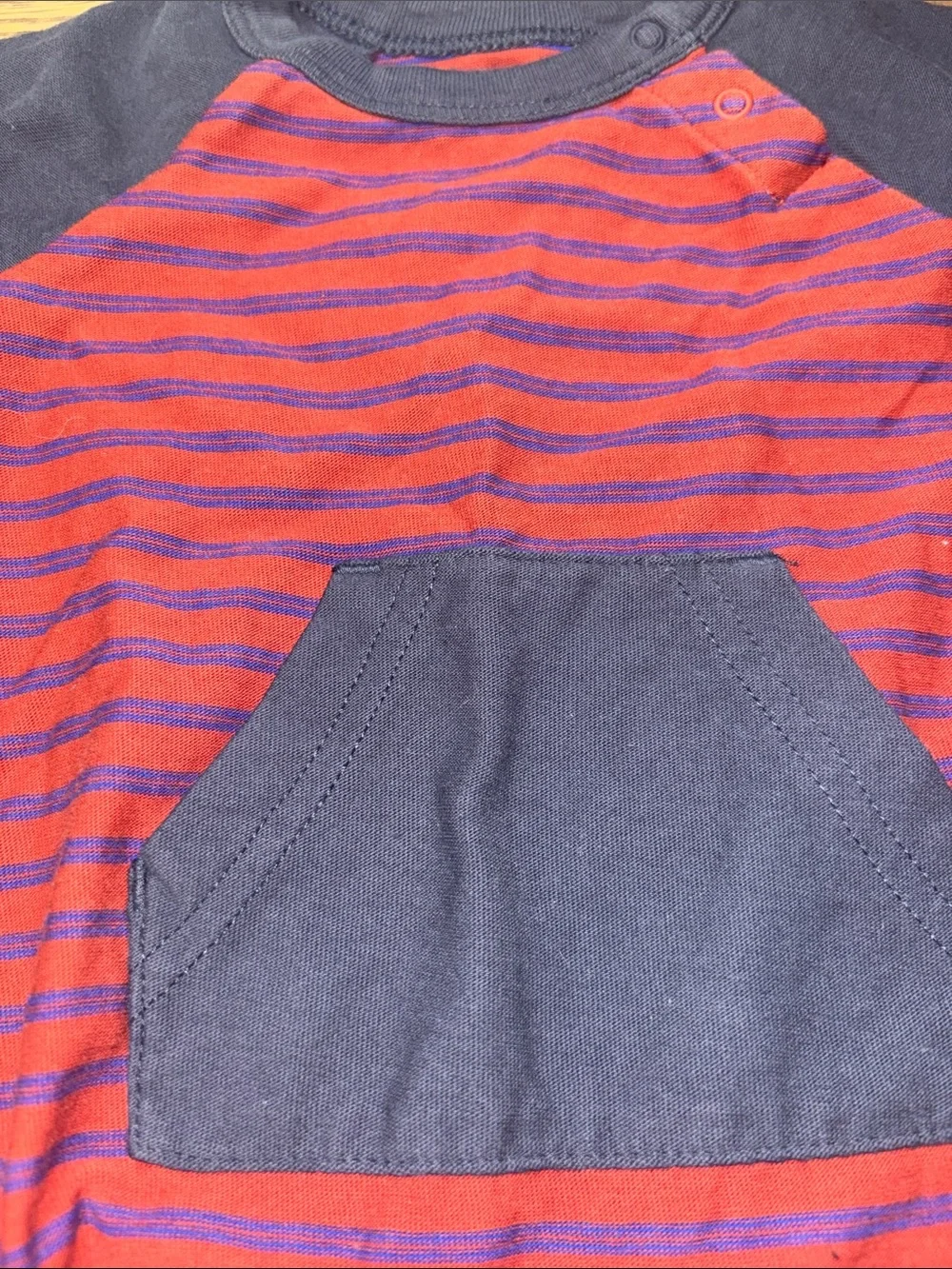 Tea Collection Long Sleeve Onesie 100% Cotton Red Blue Infant Baby 0-3 Months